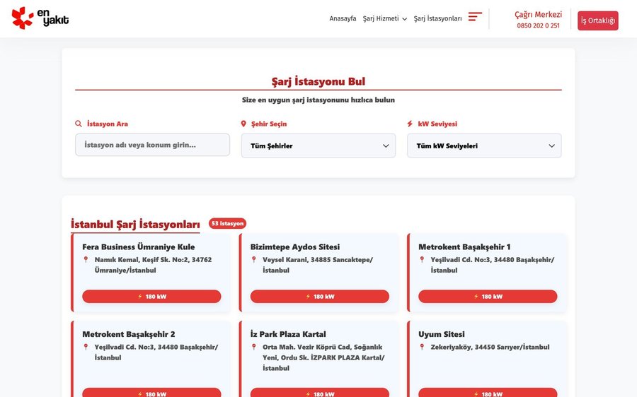 En Yakıt’s new /sarj-istasyonlari page — city and kW filters, SEO-optimized guide